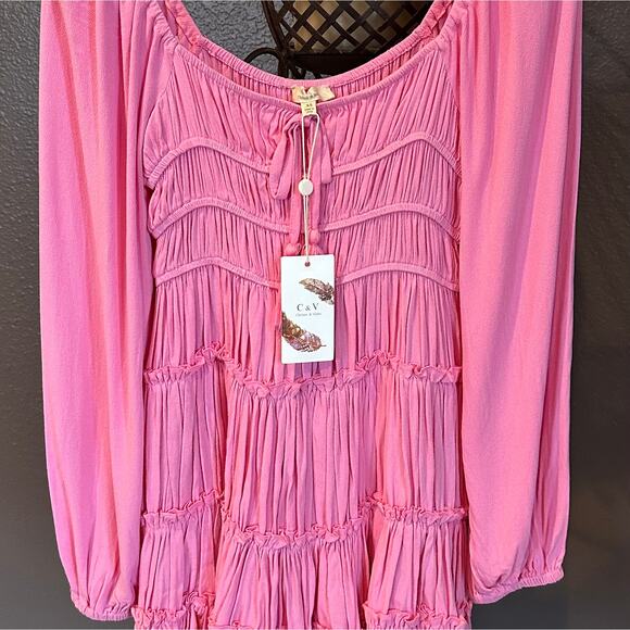 NWT, Chelsea & Violet Women’s Oversized XS Smocked Balloon Sleeve Tiered, K634 - Picture 4 of 14